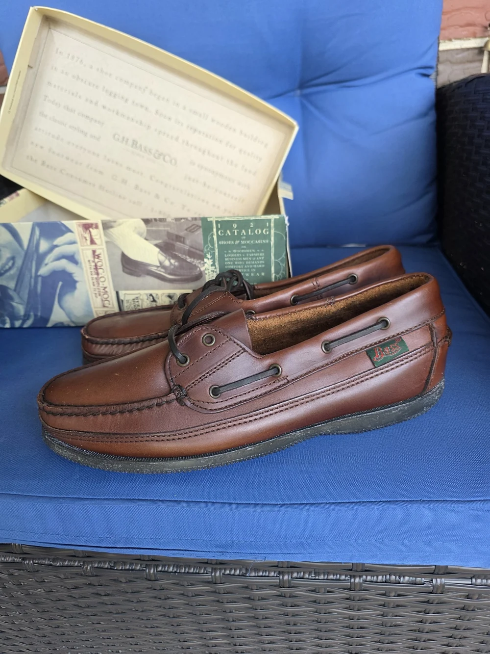 G.H. Bass & Co. Ledge Leather Boat Shoes Dark Brown 9.5W NIB Deck Shoes Coastal